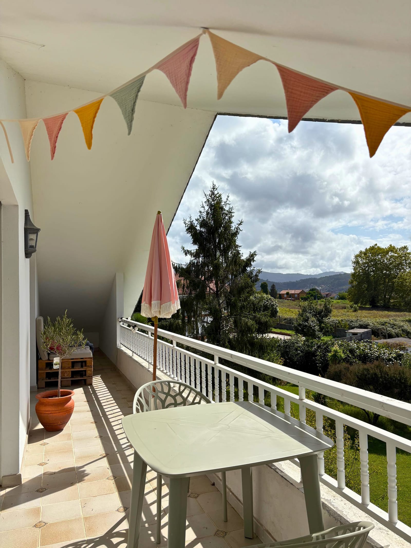 Top-floor balcony with valley views